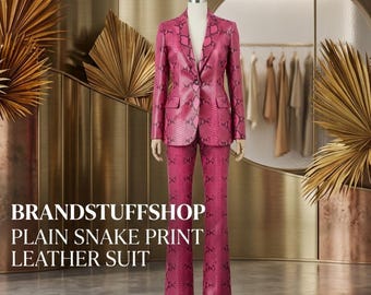 Pink Snake Print Leather Pant Suit | Women's Exotic Blazer Set | Designer Style Co-ord