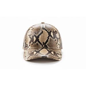 Brown Python Cap,Snakeskin , Beanie, Skin Cap, Leather Hat,Genuine