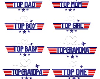 Airplane Tshirt Designs PNG, PDF Digital Files for POD, Birthday Viper Designs, Matching Pilot Designs, Top Dad, Mom, Baby, Top One, Bro,Sis