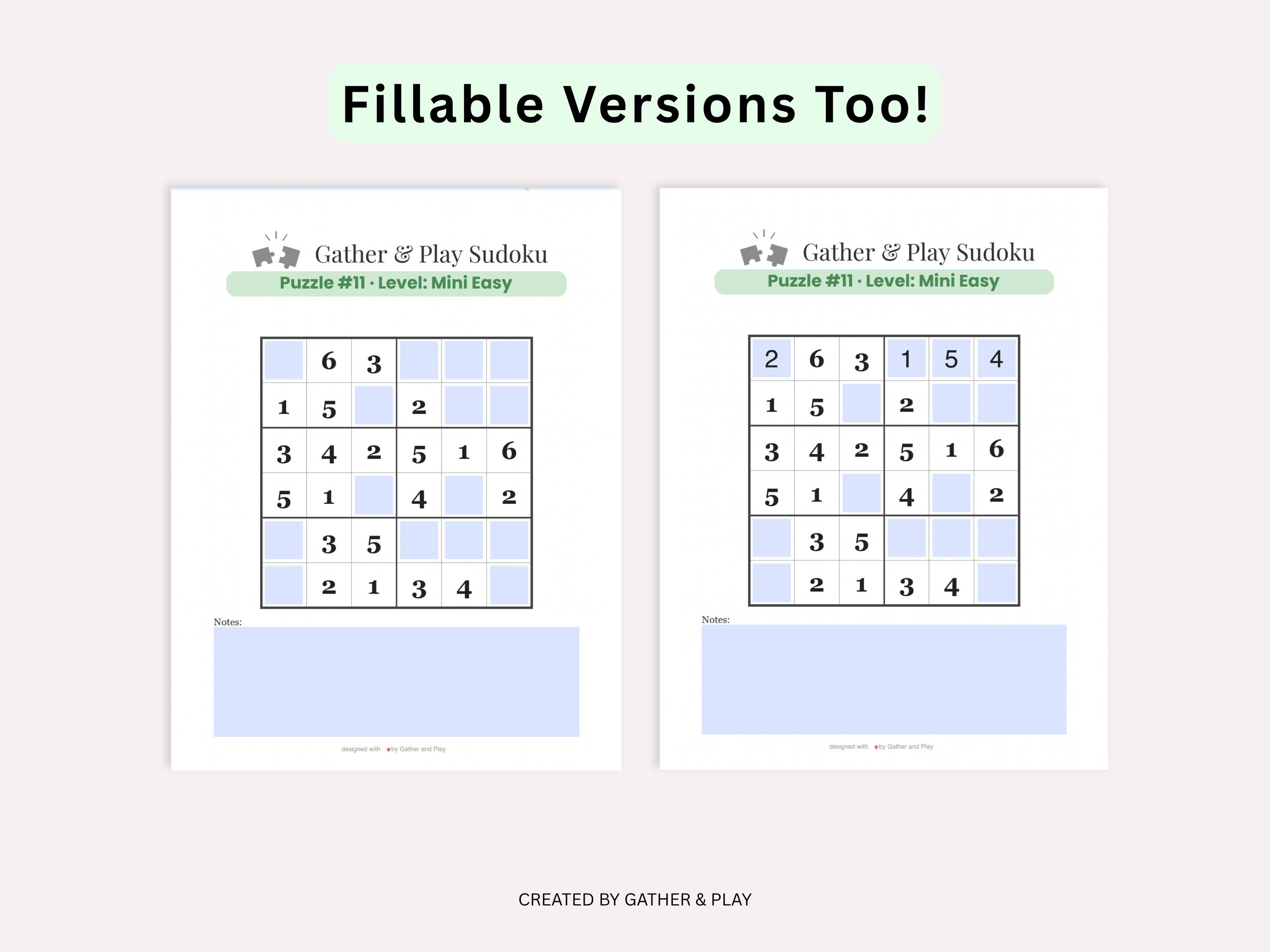 100 Easy 6x6 Sudoku Puzzles for Kids Homeschool Bundle (fillable PDF ...