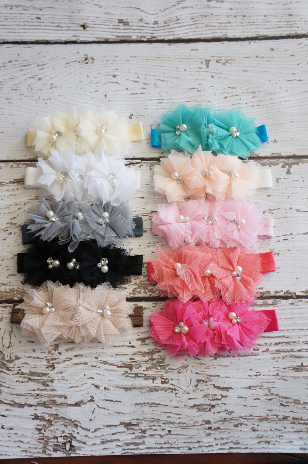 3 tier Cluster Tulle Baby Headband Choose form 10 colors Etsy