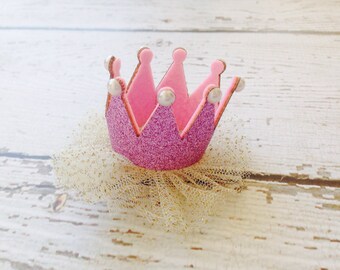 baby crown headband- pink baby crown headband - headband- princess crown- infant crown headband - newborn crown- gold crown- crown hair clip