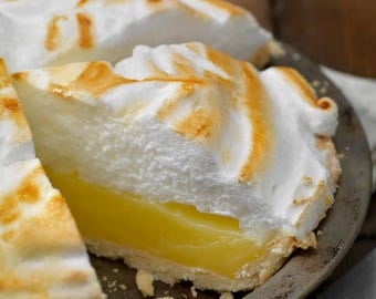 Ricetta per la classica torta meringata al limone stampabile 4x6 / Torta fatta in casa facile / Download immediato in PDF