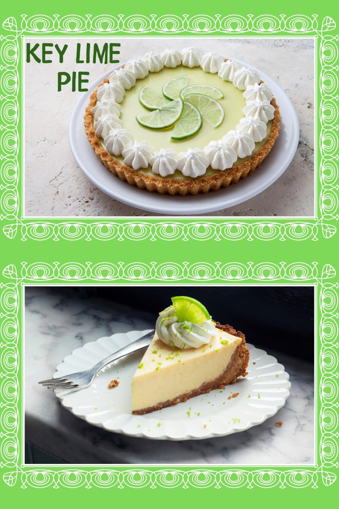 Classic Key Lime Pie Recipe Card Printable 4x6 | Easy Citrus Dessert ...