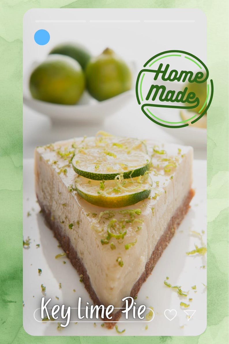 Classic Key Lime Pie Recipe Card Printable 4x6 | Easy Citrus Dessert ...