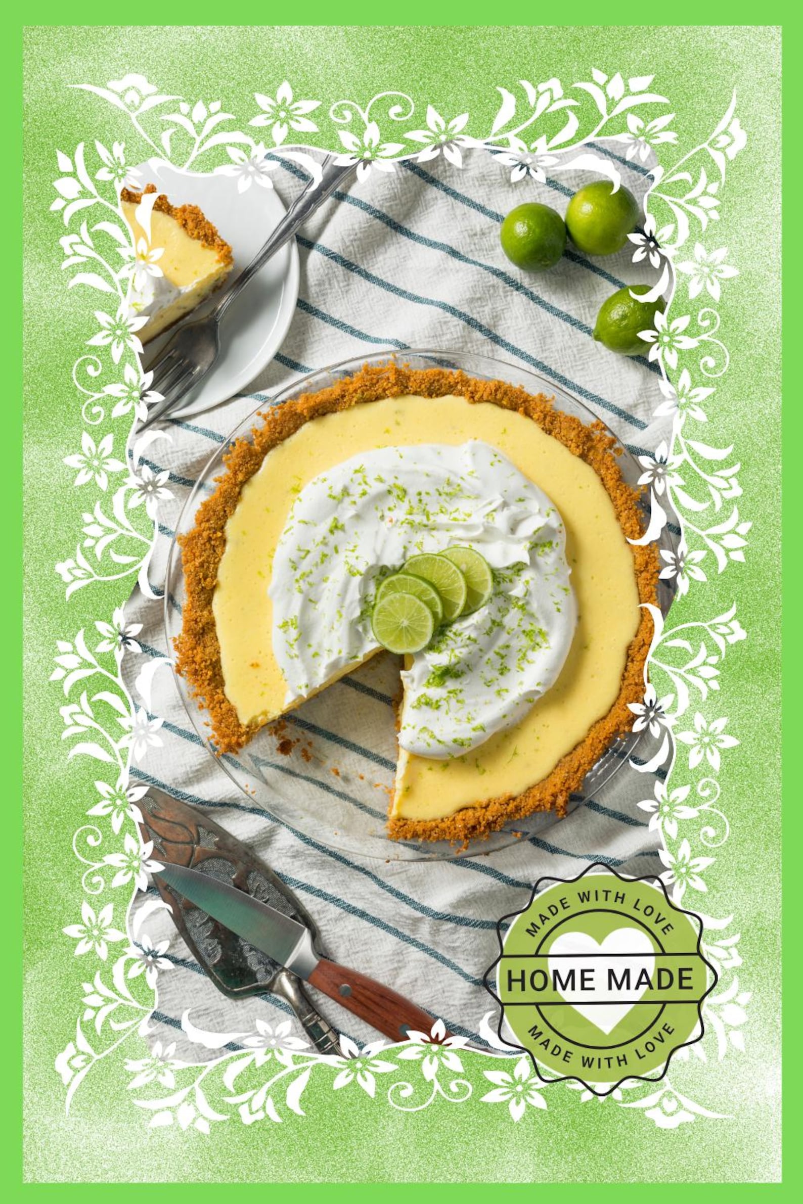 Classic Key Lime Pie Recipe Card Printable 4x6 | Easy Citrus Dessert ...