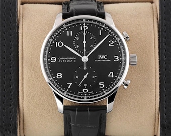 Vintage IWC Portugieser Chronograph Automatik Schwarzes Zifferblatt Herrenuhr, Luxusuhr