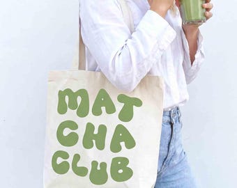 MatchaClub tote bag, gift for matcha lovers, matcha fans, girlfriend gift, matcha gift idea, matcha present