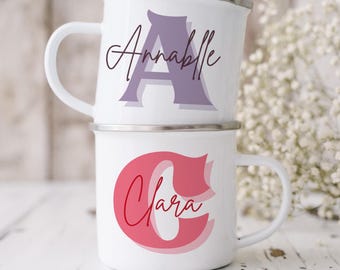 Personalized enamel mug, mug with name and initials, personalized gift, drinking mug, gift for girlfriend, mom