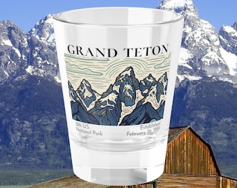 Grand Teton National Park Shot Glass | Wyoming Souvenir & Keepsake | Hiking Gift | Nature Lover | Travel Collectible