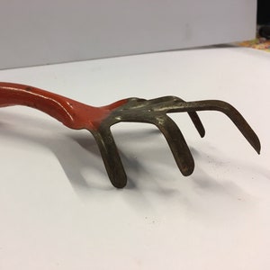 Rustic Red Metal Garden Rake Farmhouse Inspired Gallery Wall Display