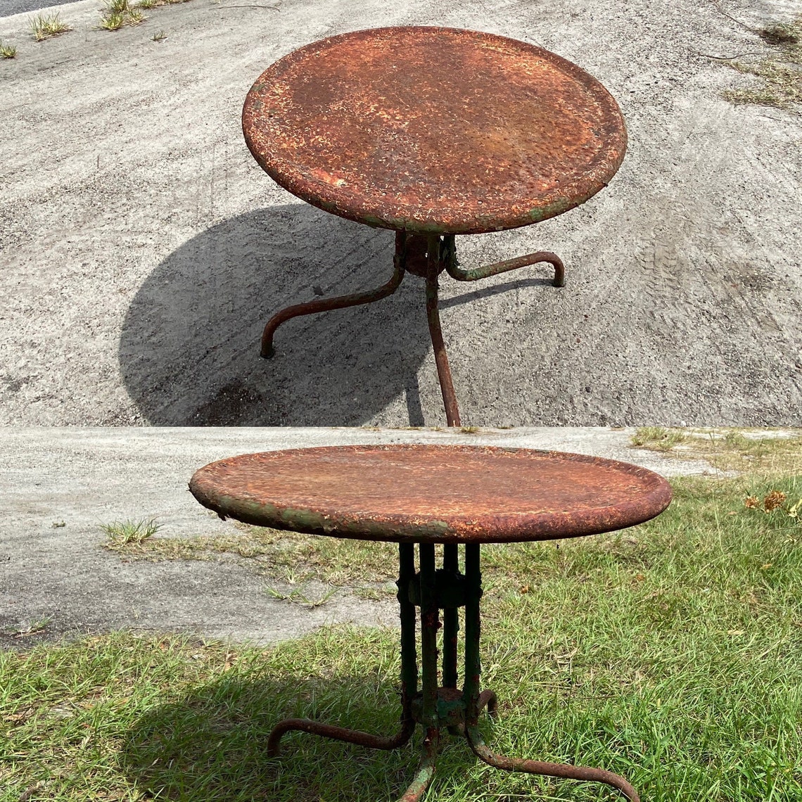 Vintage Round Rusty Garden Table Porch Table Veranda Porch Etsy