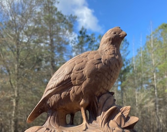 Grouse Figurine Brown Ceramic Bird Figure Woodland Farmhouse Inspired Tiered Tray Decor