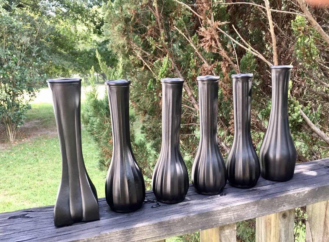 Black Bud Vases Lot of 6 Refreshed Black Glass Flower Vases Etsy