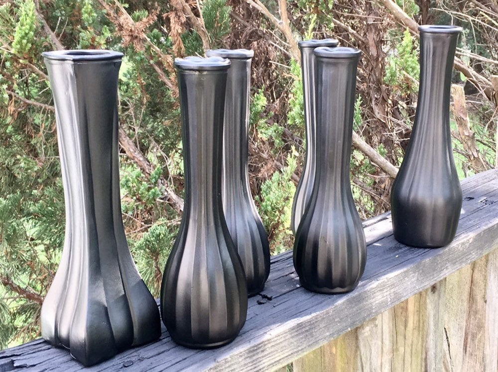 Black Bud Vases Lot of 6 Refreshed Black Glass Flower Vases Etsy