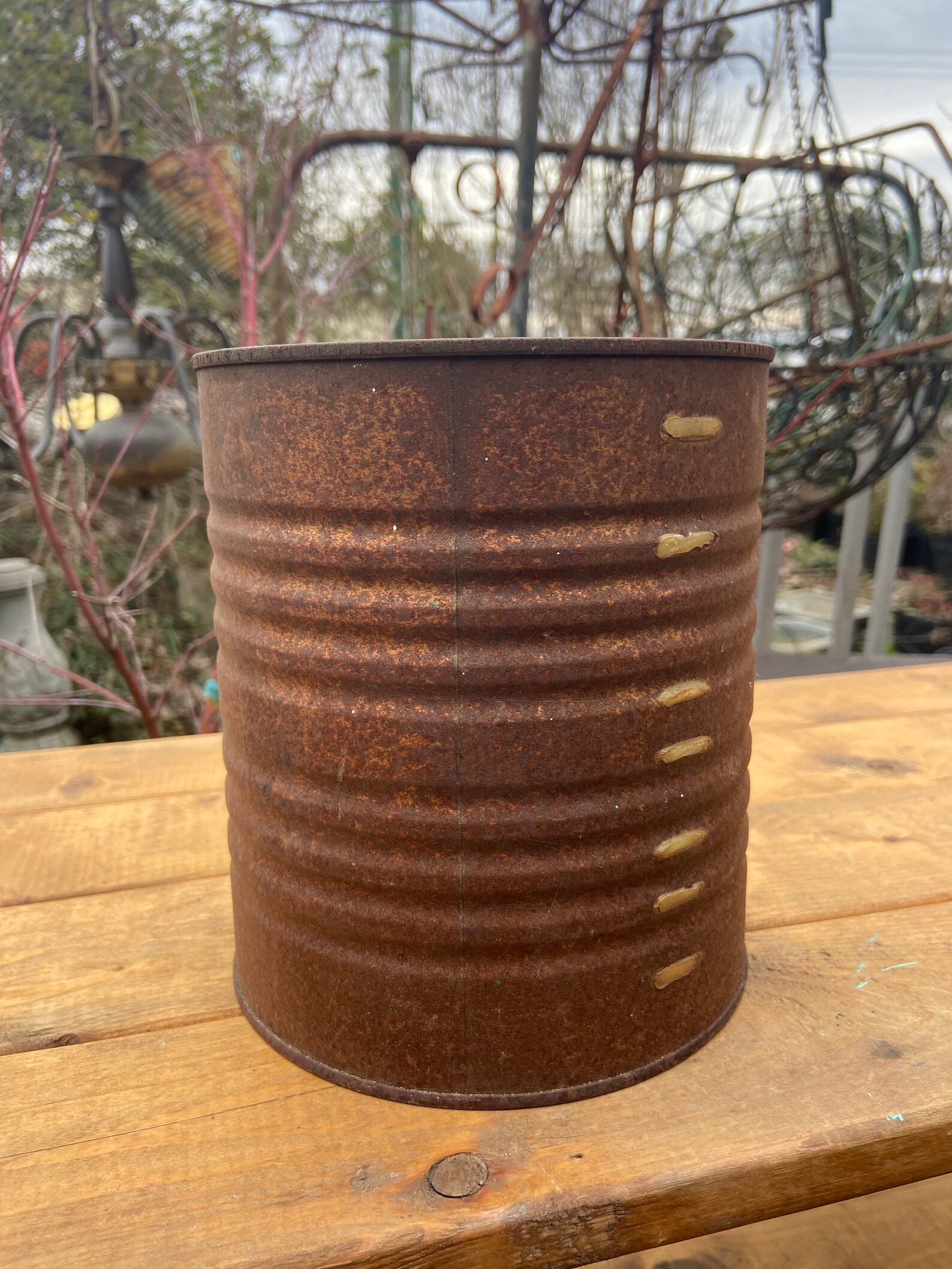 Painted Rusty Tin Can Planter 1 Large Rusty Tin Can Recycled Etsy