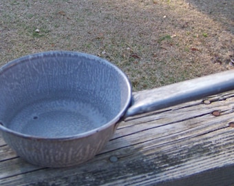 Grey Graniteware Pan Mottled Gray Serving Ladle Enamelware Pot Farmhouse Inspired Kitchen Primitive Pan Rustic Camp Gear Grey Enamel Pot