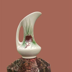 A Lovely Loveland Pottery Cruet Pine Cone Design Ewer Style Vase Cream Pitcher Creamer Farmhouse Inspired Tiered Tray Coffee Station Decor