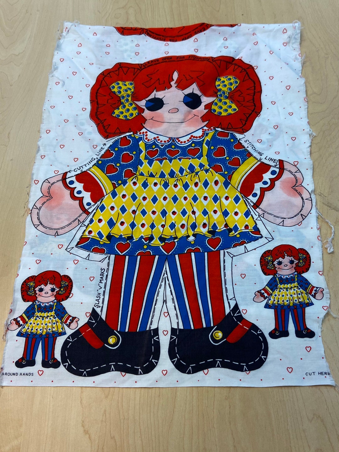 Rag Doll Pillow Cut Out Little Girl Doll Fabric Panel Etsy