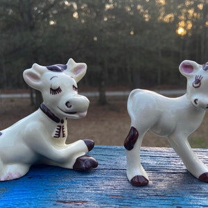 Rio Hondo Mama Cow and Calf Figurines Farm Animal Shelf Sitters Kitschy Kitchen Farmhouse Inspired Tiered Tray Decor Mid Century Figures image 6