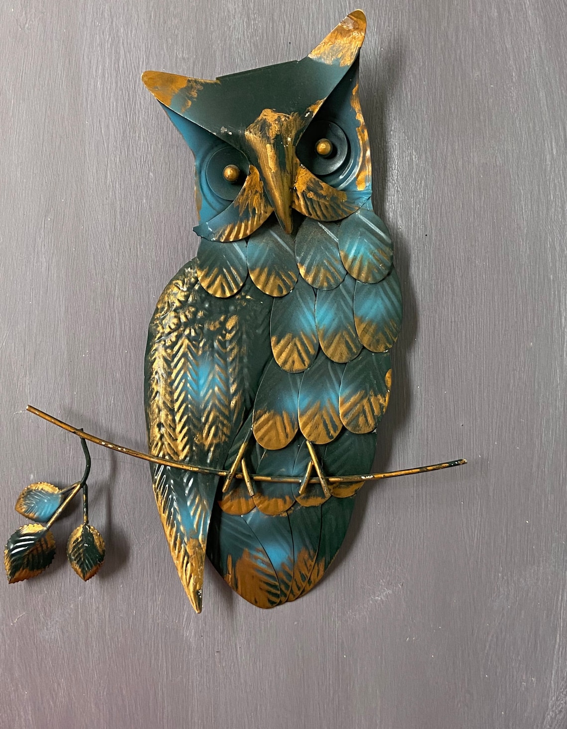 Vintage Metal Owl Wall Art Tin Owl Wall Plaques Mid Century Etsy