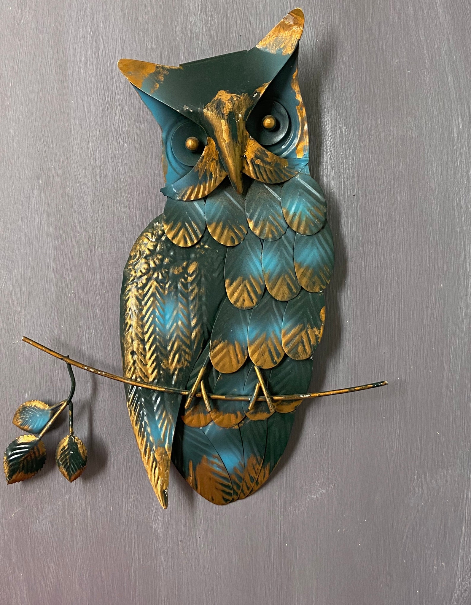 Vintage Metal Owl Wall Art Tin Owl Wall Plaques Mid Century Etsy