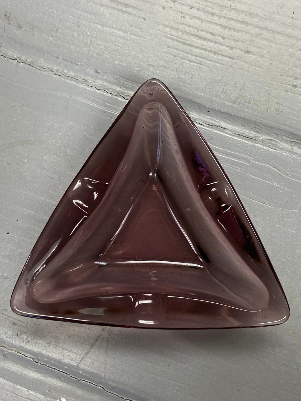 Triangle Glass Ashtray Amethyst Triangle Glass Small Trinket Etsy