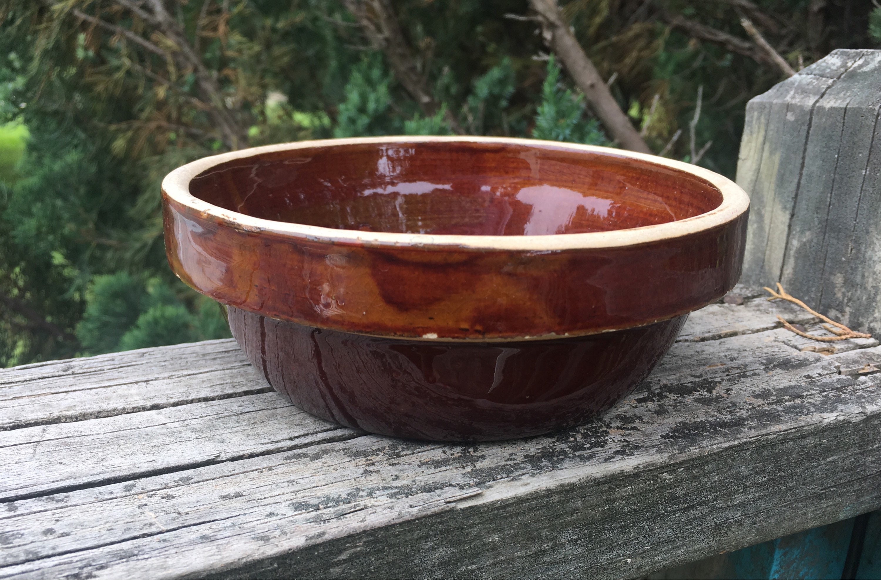 Vintage Brown Crock Bowl Vintage Stoneware Serving Bowl Etsy