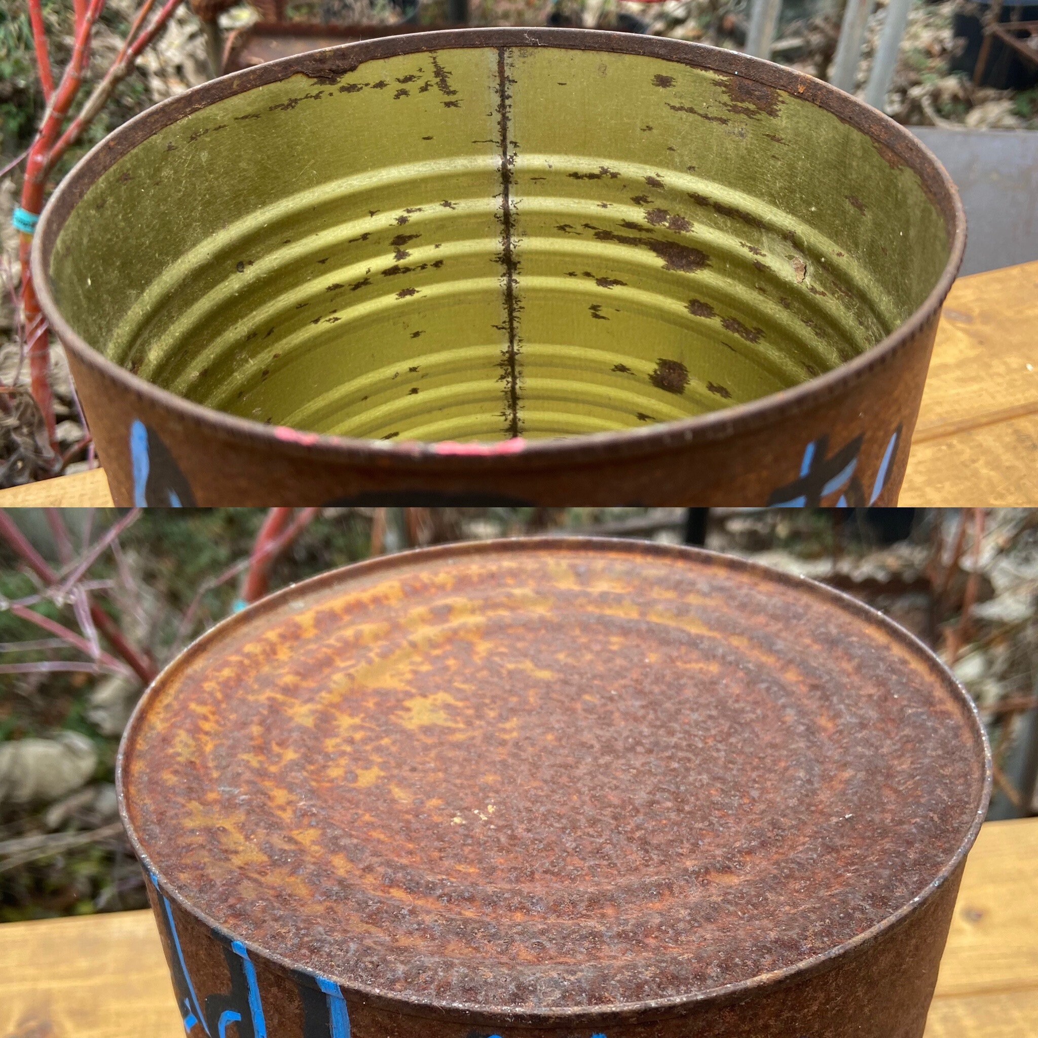 Painted Rusty Tin Can Planter 1 Large Rusty Tin Can Recycled Etsy