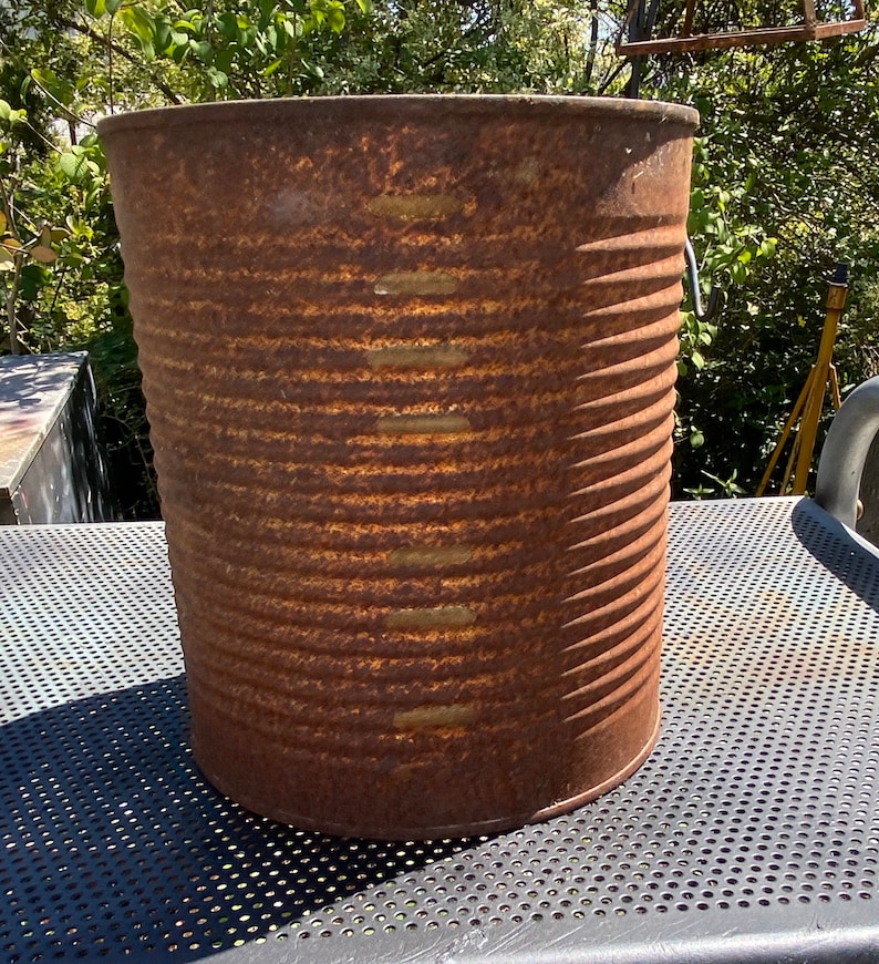 Rusty Tin Can 1 Large Rusty Tin Can Recycled Art Rustic Etsy