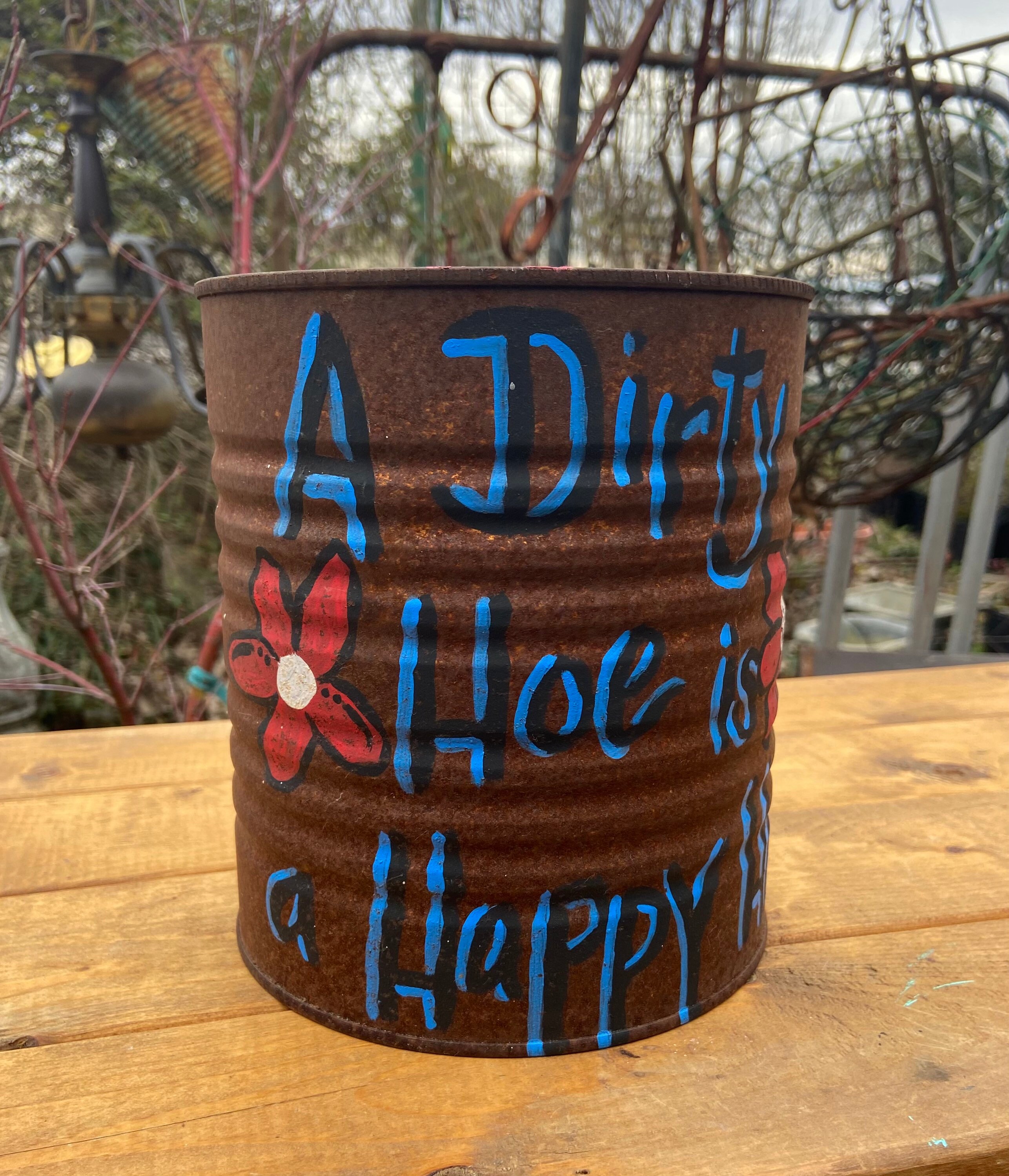 Painted Rusty Tin Can Planter 1 Large Rusty Tin Can Recycled Etsy
