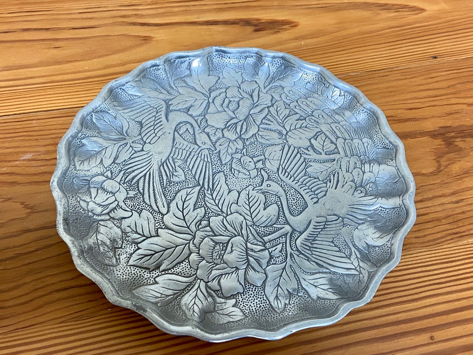 1979 Arthur Court Decorative 10 Plate Round Pewter Tray Etsy