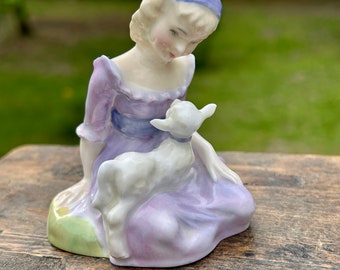 Mary Had a Little Lamb Royal Doulton Bone China Figurine HN 2048 Favorite Nursery Rhyme