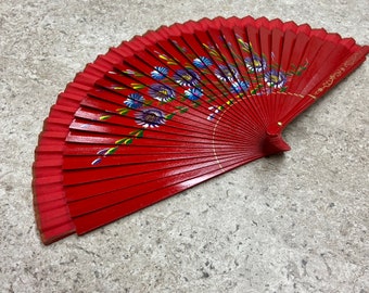 Yowinlo Hand Held Fans Folding Fan Red Fan Lace Fan Japanese Folding Fan Ladies Dance Fan 