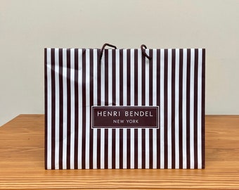 Large Henri Bendel Shopping Bag, New York, Empty Designer Logo Paper Shopping Bag, Gift Tote, Flag Ship Store Closed Advertising Supply Bag