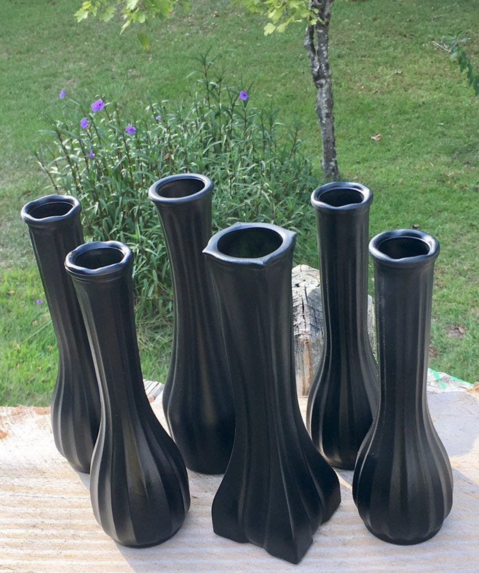 Black Bud Vases Lot of 6 Refreshed Black Glass Flower Vases Etsy