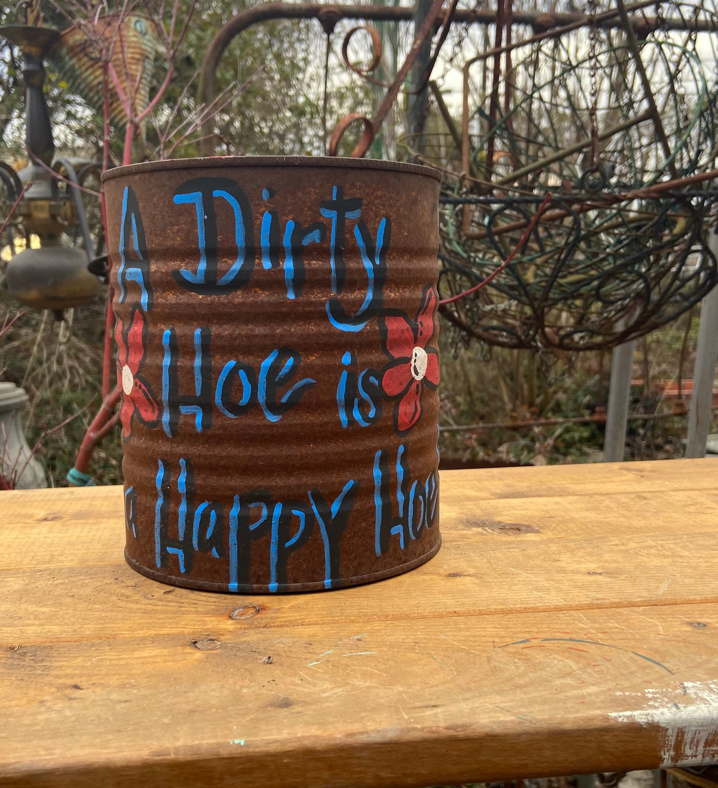 Painted Rusty Tin Can Planter 1 Large Rusty Tin Can Recycled Etsy