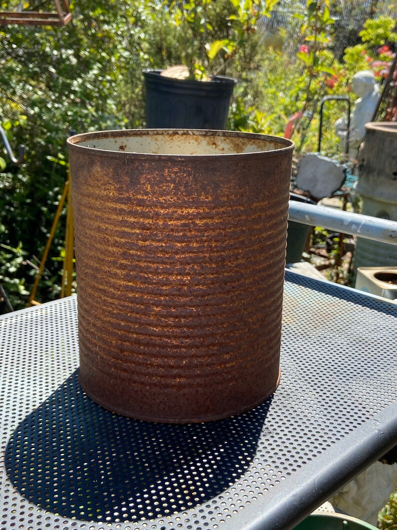 Rusty Tin Can 1 Large Rusty Tin Can Recycled Art Rustic Etsy