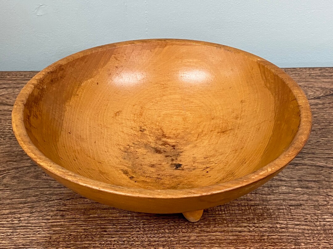 Oval Wooden 13 Dough Bowl Wood Bread Bowl Footed Etsy
