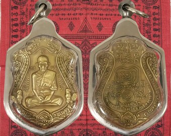 Colgante amuleto Luang Phor Ruay Wat Tako, edición riqueza 2015, amuleto de latón dorado