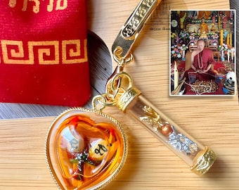 Conjunto de collares y amuletos SARIKA: amuleto de pareja de pájaros, riqueza y suerte / Marco de micras de oro