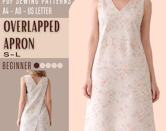 Apron Sewing Pattern PDF, Kitchen Apron, Full Bib Apron with Pocket, Cross-Back Apron, Utility Apron, Easy Beginner Pattern, Instant PDF