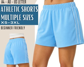 Athletic Shorts PDF Sewing Pattern, Womens Running Shorts Pattern, Elastic Waist Knit Shorts, Beginner Friendly, XS-XXXL Download