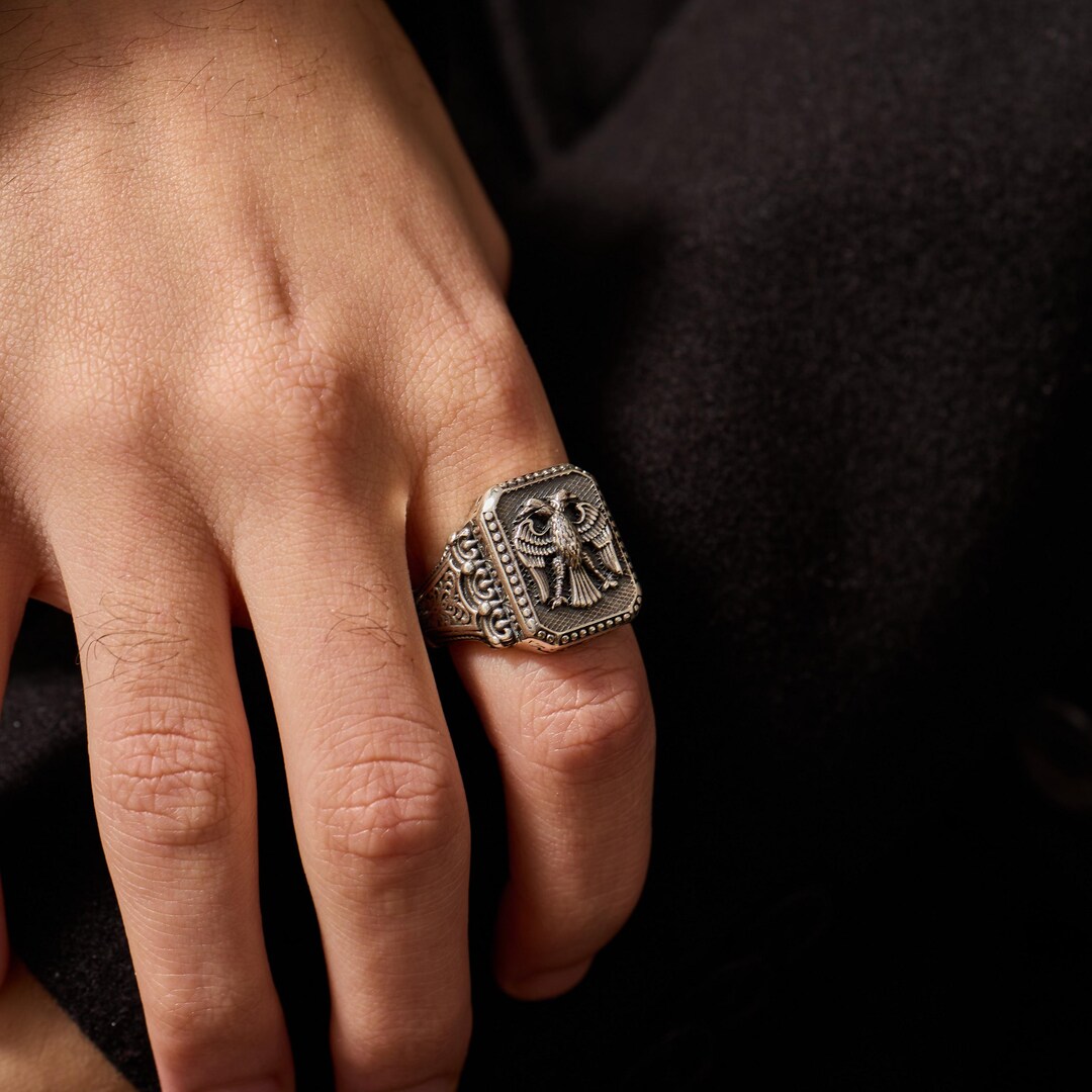 Silver Byzantine Heraldic Ring: Double-headed Eagle Signet Ring ...