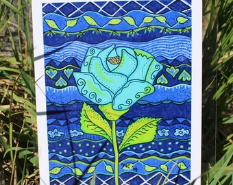 Aqua Rose Southwest Art Print
