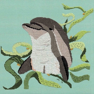 Dolphin with Kelp Cross Stitch (PDF Pattern)