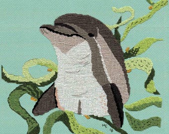 Dolphin with Kelp Cross Stitch (PDF Pattern)