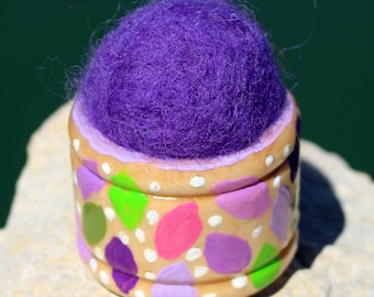 Grape Fiesta Wool Pin Cushion Puff