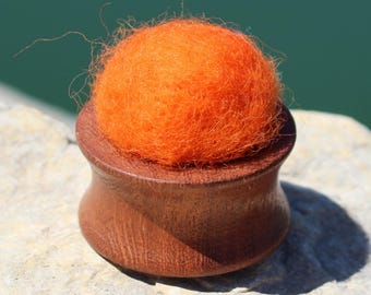 Orange Rustic Wool Pin Cushion Puff