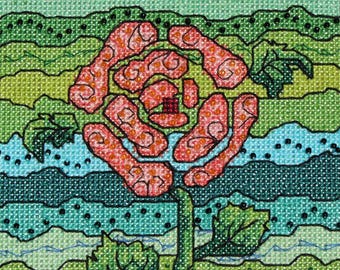 Blue Stone Beaded Cross Stitch (PDF Pattern)
